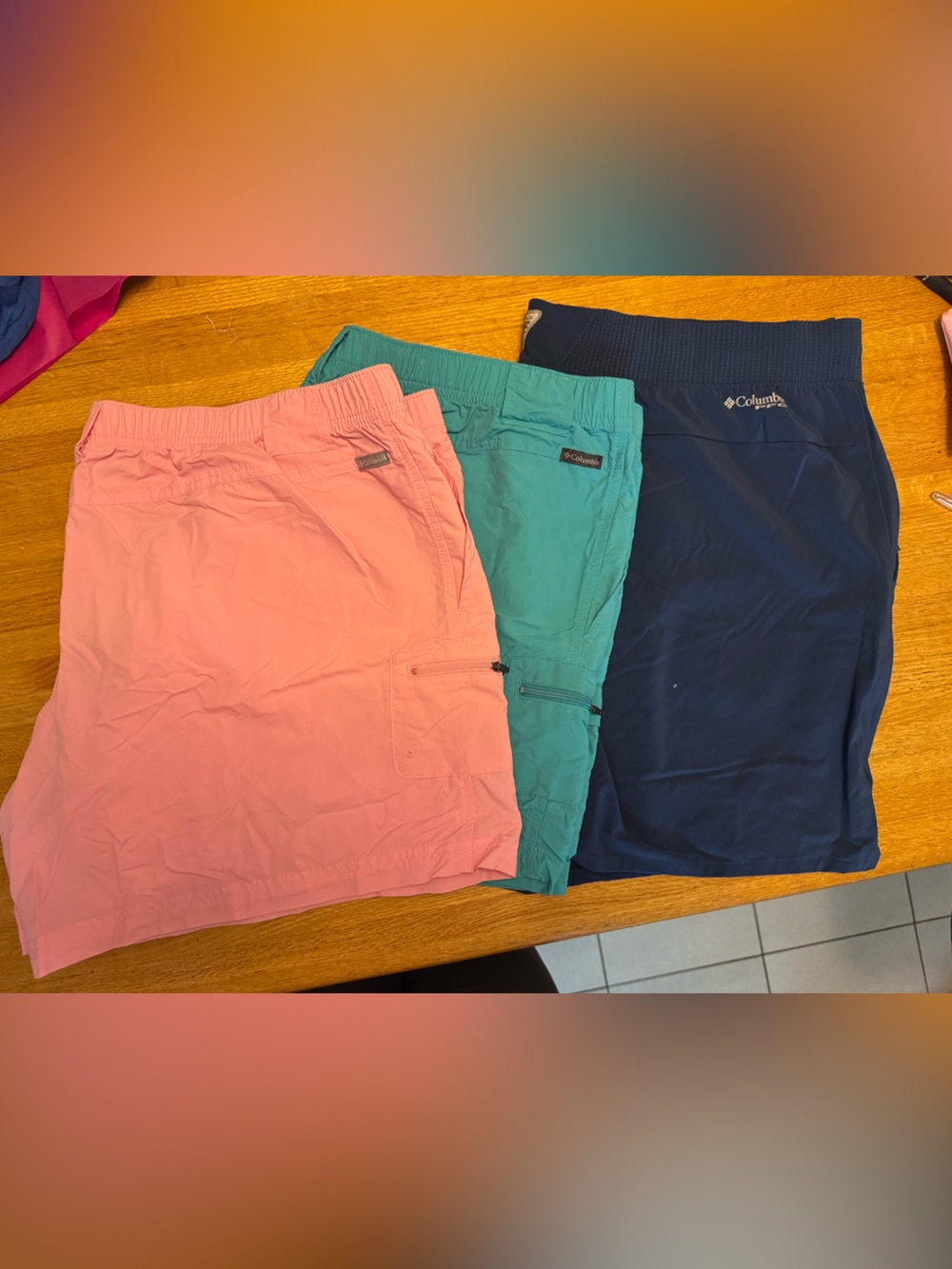 3 pack; Columbia Pink, Navy & Teal Outdoor Shorts